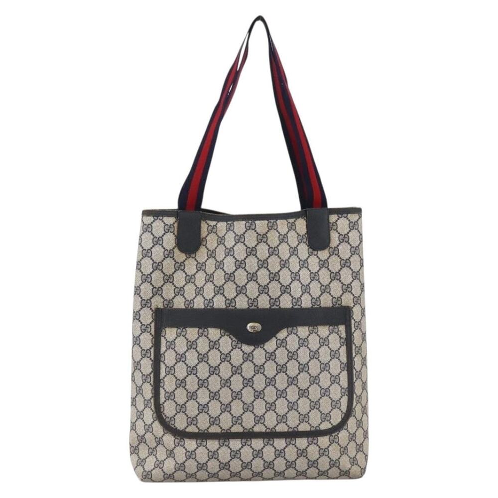 Gucci GG Supreme Web Tote Bag Navy Gold 120 02 003 Blue
